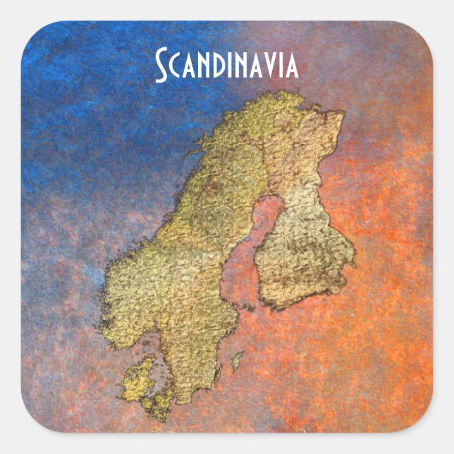 Mapa de SCANDINAVIA em Autocolantes corados BG (Frente)