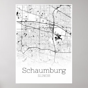 Mapa de Schaumburg - Illinois - Poster do Mapa da 