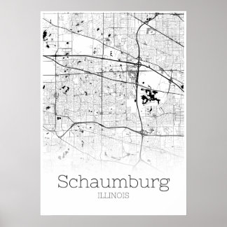 Mapa de Schaumburg - Illinois - Poster do Mapa da 