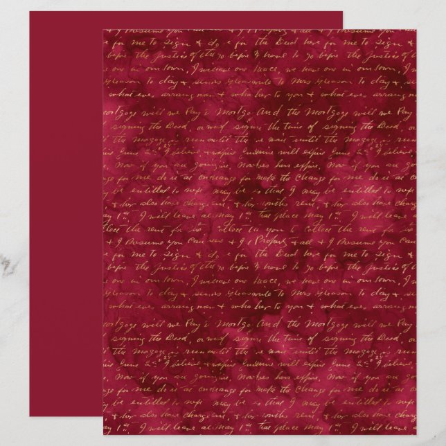Mapa de Scrapbook de Textura Dourada Burgundy (Frente/Verso)