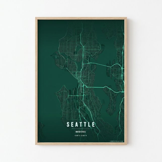 Mapa de Seattle Impressão Presente de Arte para Pa (Criador carregado)