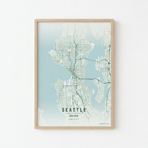 Mapa de Seattle Impressão Presente de Arte para Pa