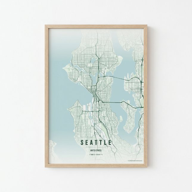 Mapa de Seattle Impressão Presente de Arte para Pa (Criador carregado)