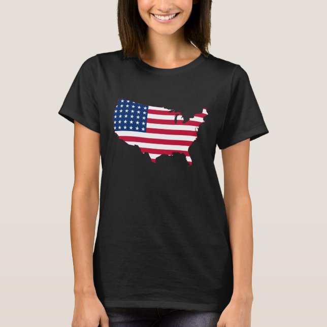 Mapa de Sinalizador dos Estados Unidos - Camisa T (Frente)