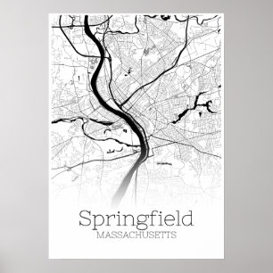 Mapa de Springfield - Massachusetts - Poster do Ma