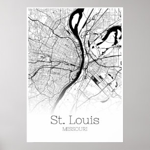 Mapa de St Louis - Missouri - poster do mapa da