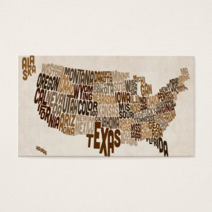Mapa de texto da tipografia dos Estados Unidos