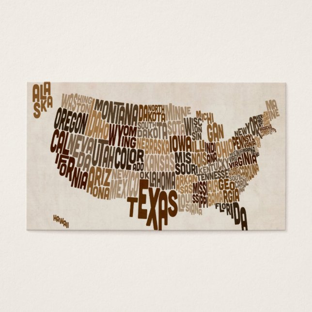 Mapa de Texto da Tipografia dos Estados Unidos (Frente)