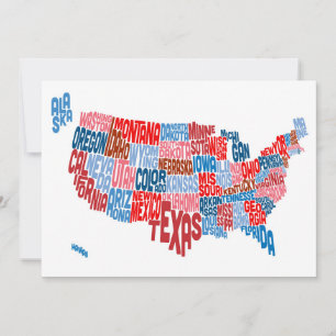 Mapa de Texto da Tipografia dos Estados Unidos