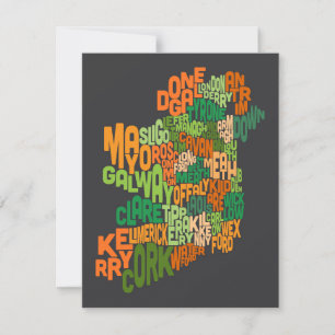 Mapa de Texto do Condado de Eire na Irlanda