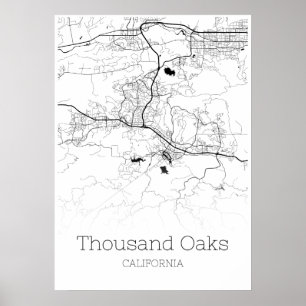 Mapa de Thousand Oaks - Califórnia - poster do