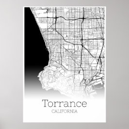Mapa de Torrance - Califórnia - Poster do Mapa da 