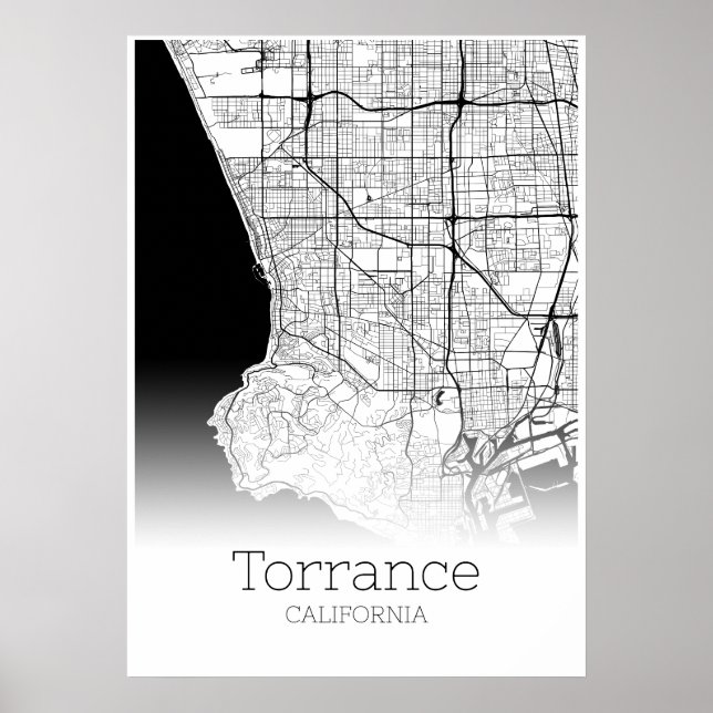 Mapa de Torrance - Califórnia - Poster do Mapa da  (Frente)