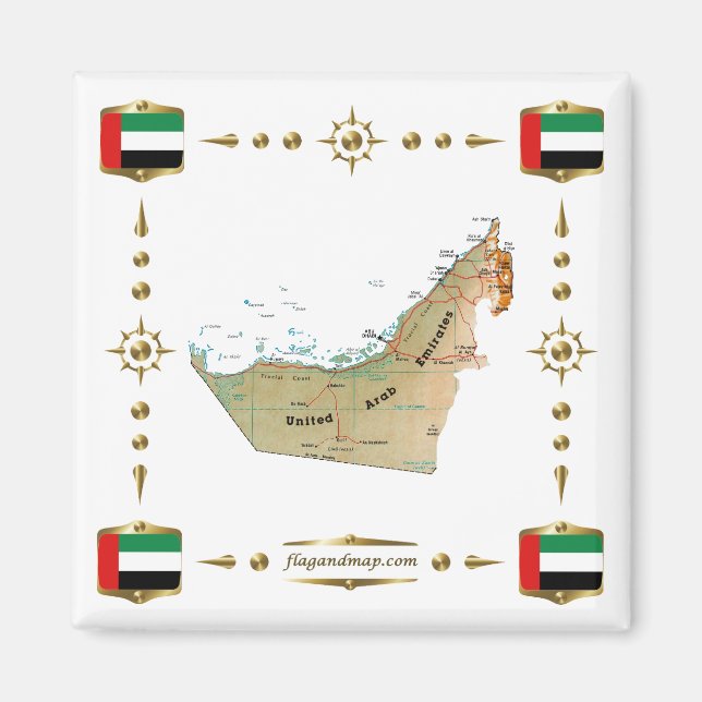Mapa de UAE + Íman de sinalizadores (Frente)