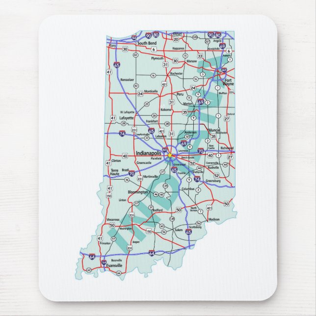 Mapa de um estado a outro Mousepad de Indiana (Frente)