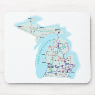 Mapa de um estado a outro Mousepad de Michigan