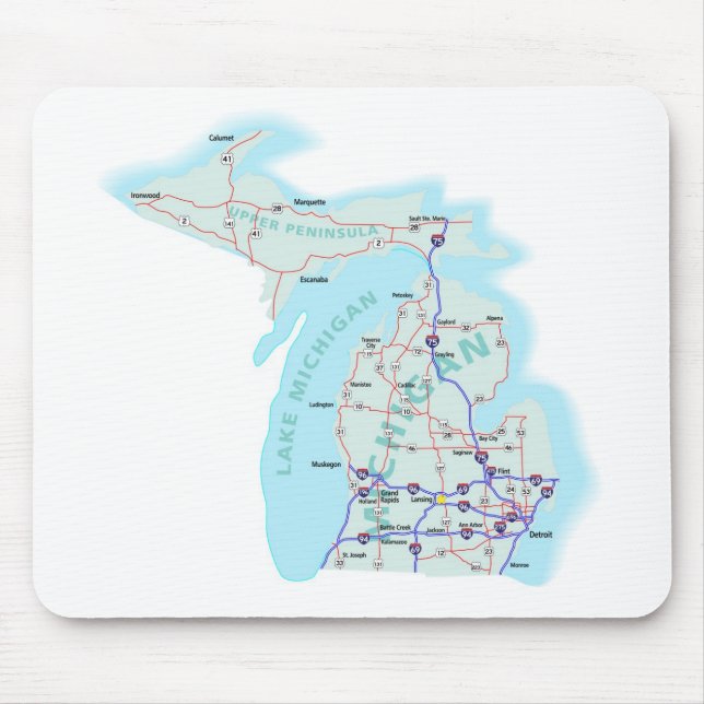 Mapa de um estado a outro Mousepad de Michigan (Frente)