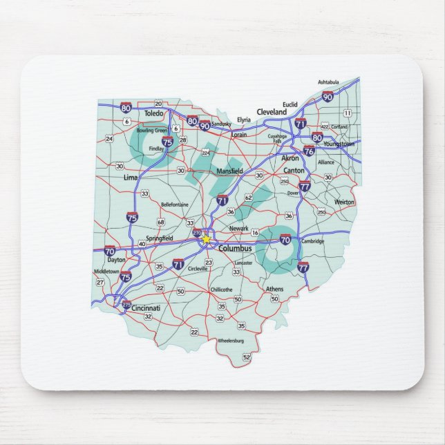 Mapa de um estado a outro Mousepad de Ohio (Frente)