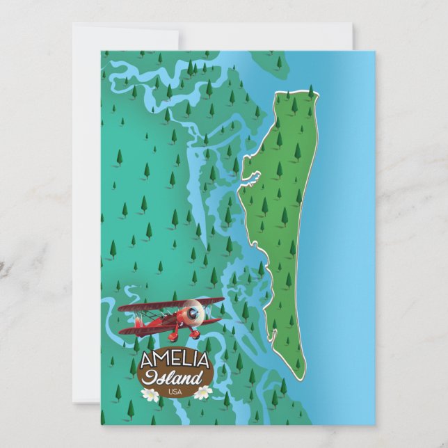 Mapa de viagem da Amelia Island. (Frente)