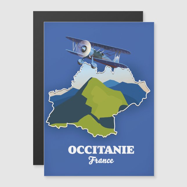Mapa de viagem da Occitanie France (Frente/Verso)
