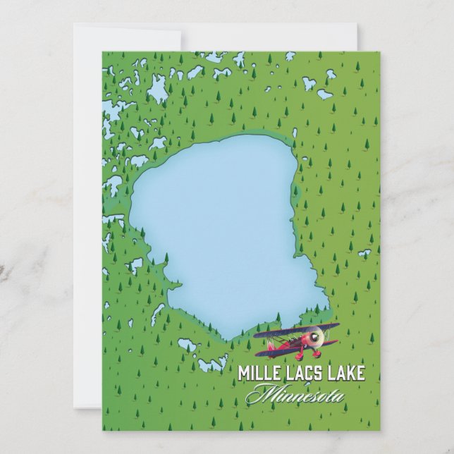 mapa de viagem do lago mille lacs Minnesota. (Frente)