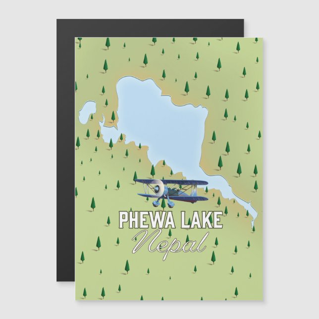 Mapa de viagem do Lago Phewa Nepal (Frente/Verso)