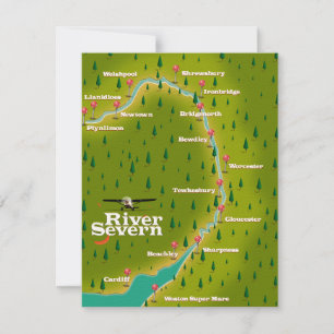 Mapa de viagem do rio Severn, País de Gales, Ingla