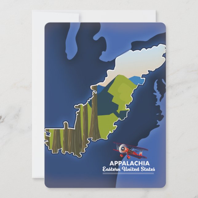 mapa de viagem dos Estados Unidos orientais Appala (Frente)