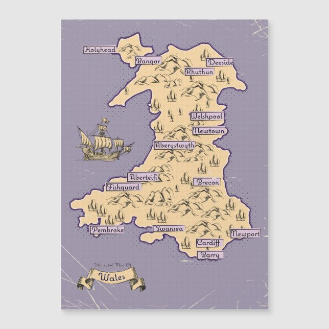 Mapa de viagem ilustrado do País de Gales (Frente)
