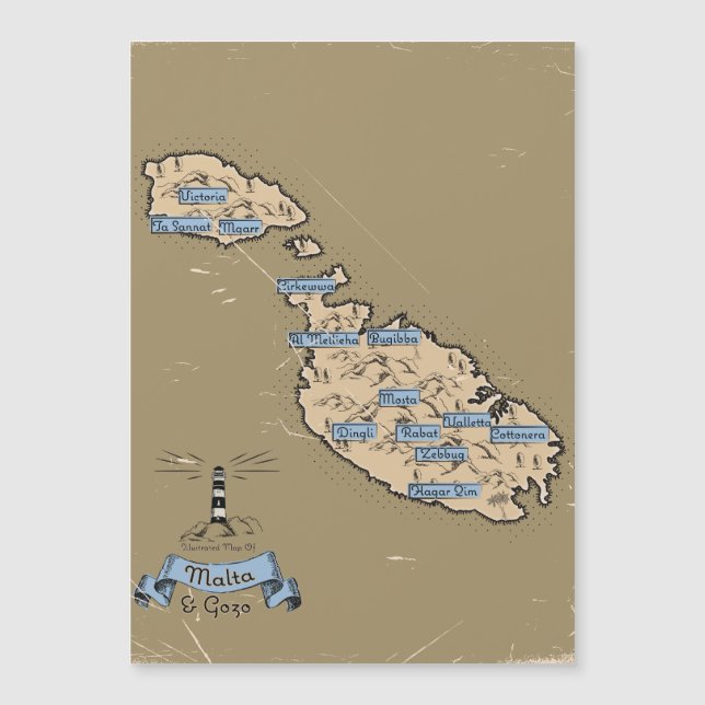 Mapa de viagem ilustrado Malta (Frente)