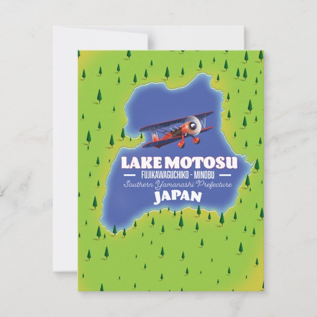 Mapa de viagem japonês do Lago Motosu. (Frente)