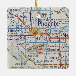 Mapa de Vintage do Enfeites de natal da Arizona Ph