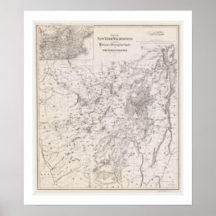Mapa de Vintagens do Poster Adirondacks de Nova Yo
