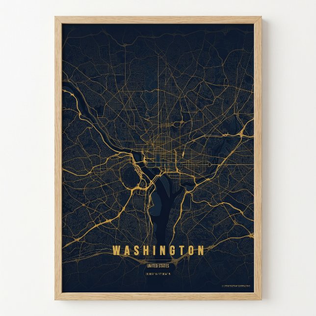 Mapa de Washington D.C. em impressão dourada Carta (Criador carregado)