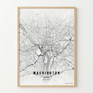 Mapa de Washington D.C. Impressão de Cartaz da Cid