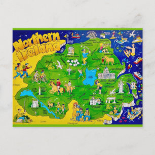 Mapa Divertido de Cartão Postal da Irlanda do Nort