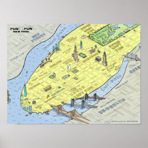 Mapa divertido de Nova Iorque POSTER Impressão