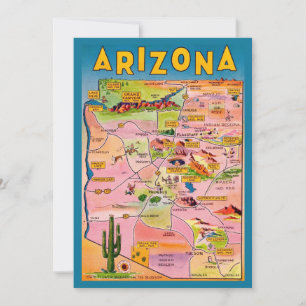 Mapa do Arizona em Cartão Plano