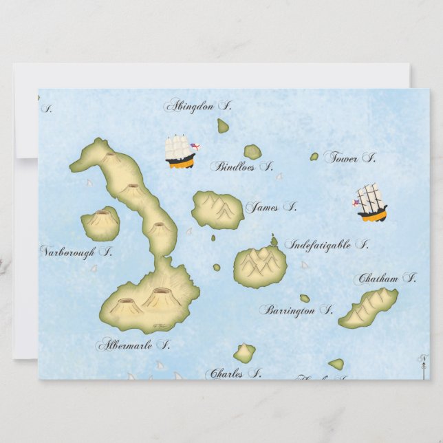 Mapa do Arquipélago de Galápagos Ilhas Tropicais P (Frente)