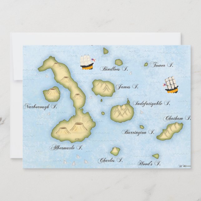 Mapa do Arquipélago de Galápagos Ilhas Tropicais P (Frente)