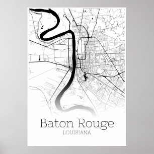 Mapa do Baton Rouge - Louisiana - Poster do Mapa d