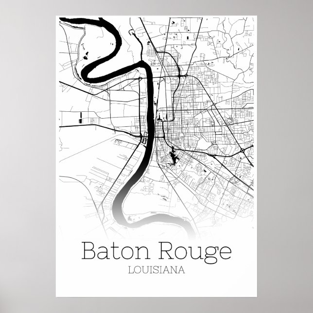 Mapa do Baton Rouge - Louisiana - Poster do Mapa d (Frente)