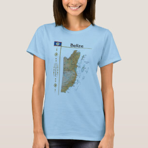 Mapa do Belize + Sinalizador + Título T-Shirt