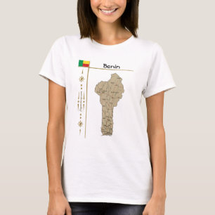 Mapa do Benim + Sinalizador + Título T-Shirt