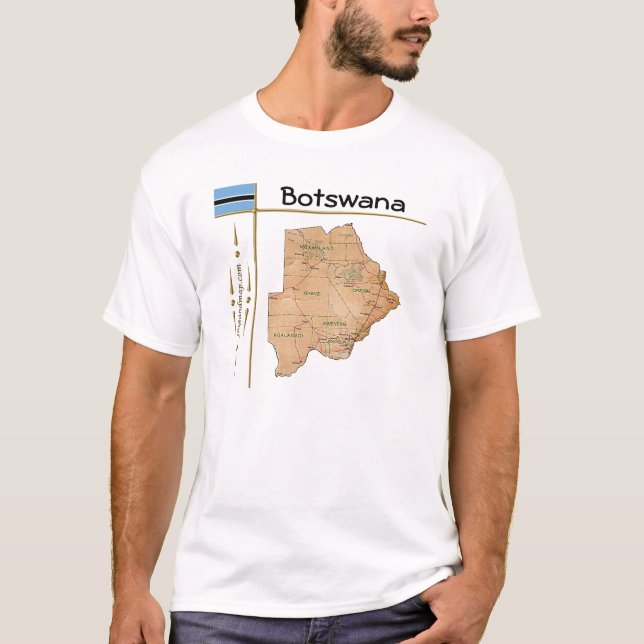 Mapa do Botsuana + Sinalizador + Título T-Shirt (Frente)