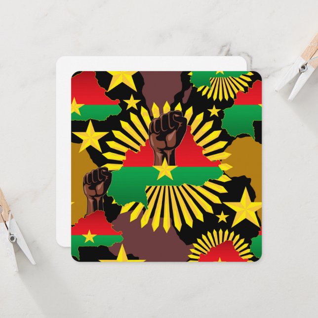 Mapa do Burkina Faso, Bandeira e Resistência à Rev (Frente/Verso In Situ)