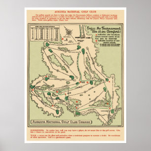 Mapa do Campo de Golfe Augusta National em Poster