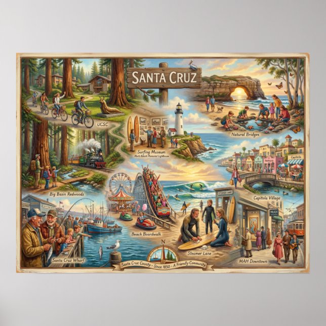 Mapa do Clima de Santa Cruz – Impressão Artística  (Frente)