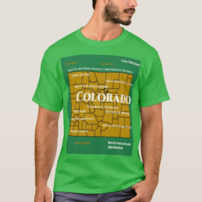 Mapa do Colorado design T-Shirt (Frente)