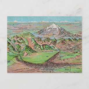 Mapa do Colorado Pikes Peak Mtns em Cartão Postal